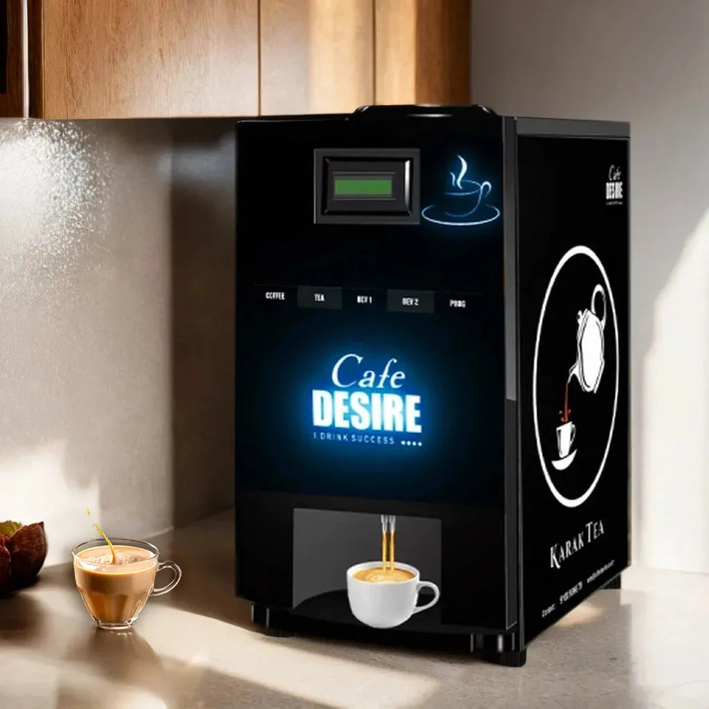 LED Coffee Machine 4 Lane | Four Beverage Options | Fully Automatic Tea & Coffee Vending Machine 