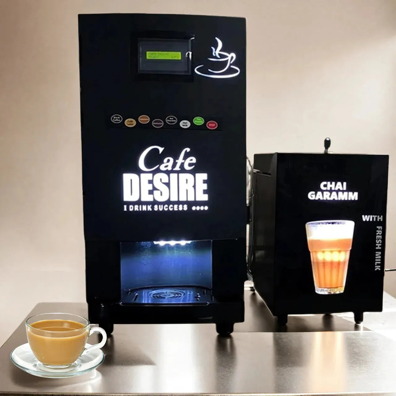 LED Insta Bean Classic Combo Coffee Vending Machine | Made with Fresh Milk | 8 Options 
