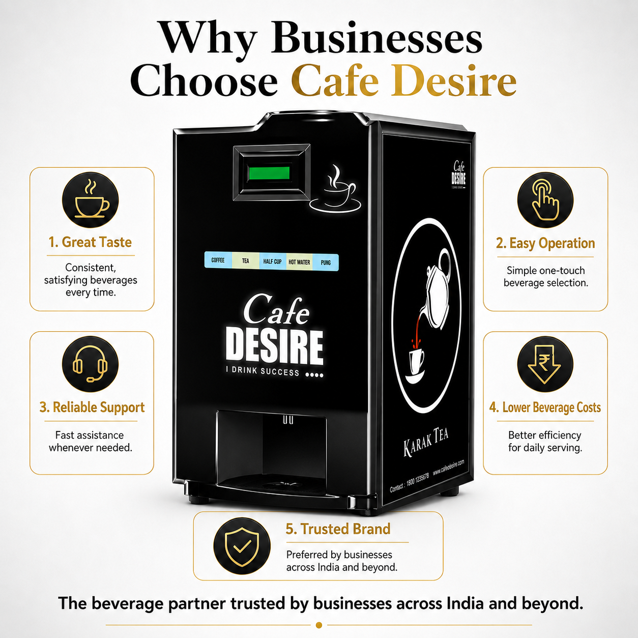 Double Option LED QR Tea & Coffee Vending Machine