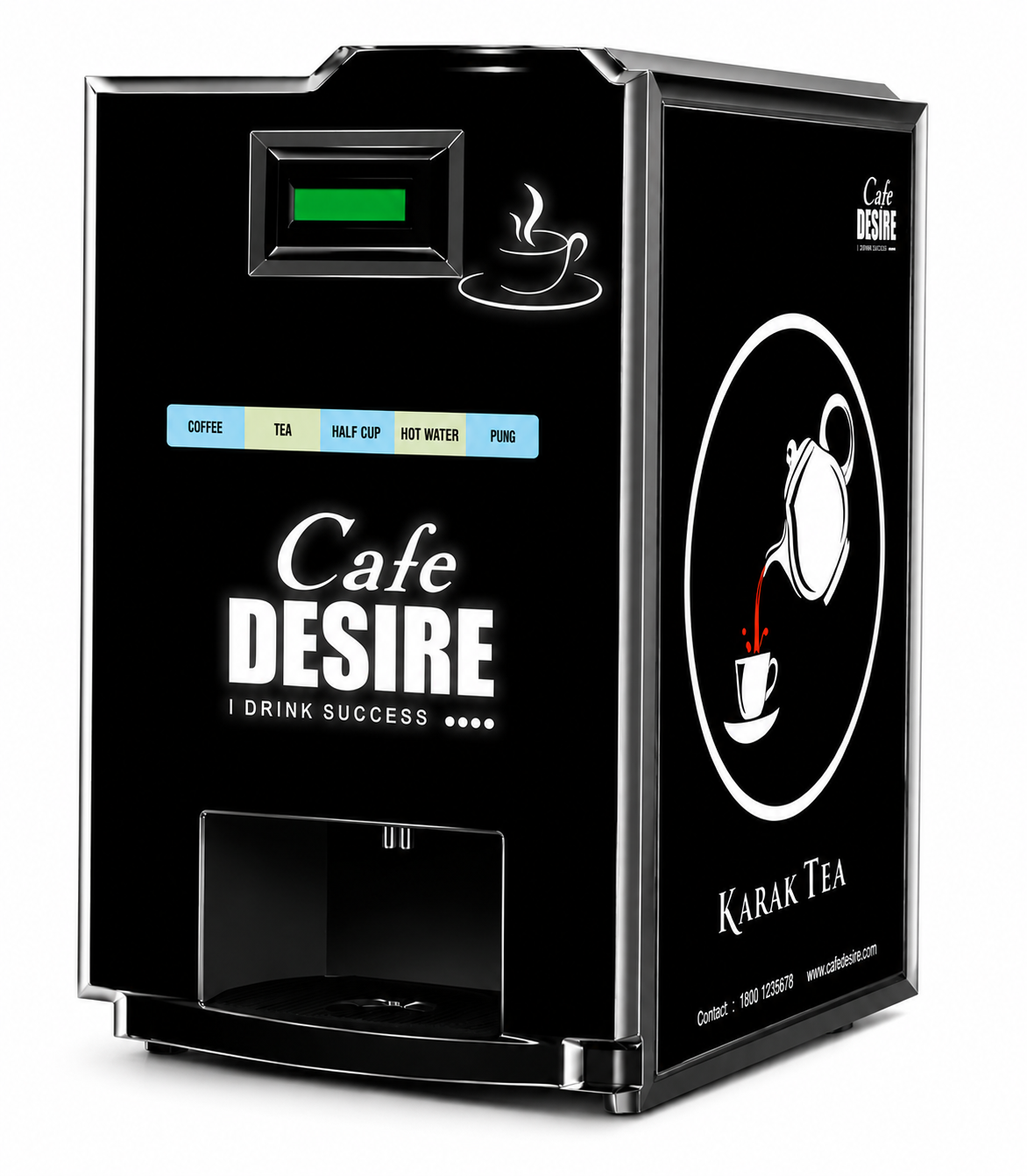 2 Lane LED Tea & Coffee Premix Vending Machine | Cafe Desire
