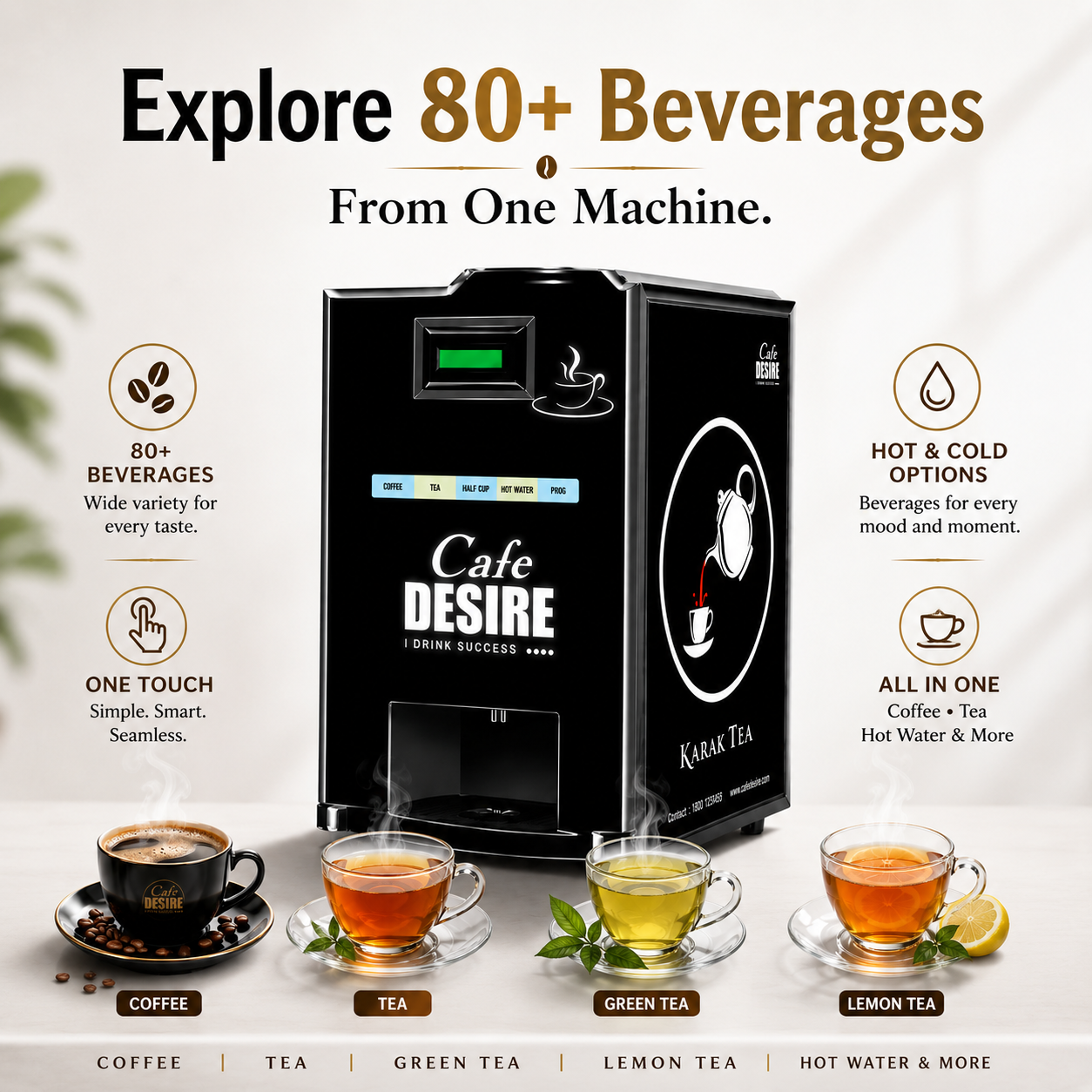 Double Option LED Tea & Coffee Vending Machine for Offices
