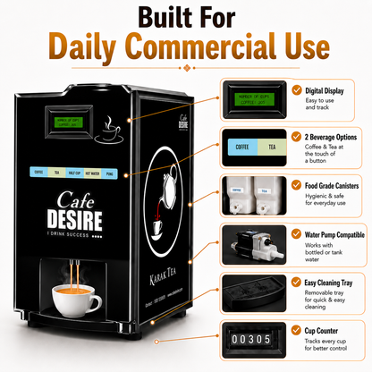 Double Option LED Tea & Coffee Vending Machine for Offices