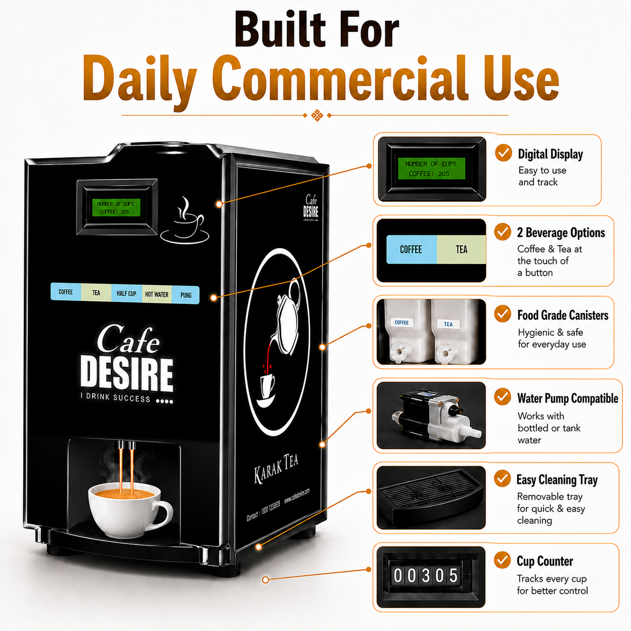 Double Option LED QR Tea & Coffee Vending Machine