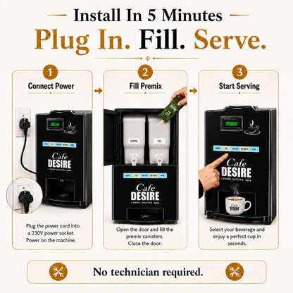 Double Option LED QR Tea & Coffee Vending Machine