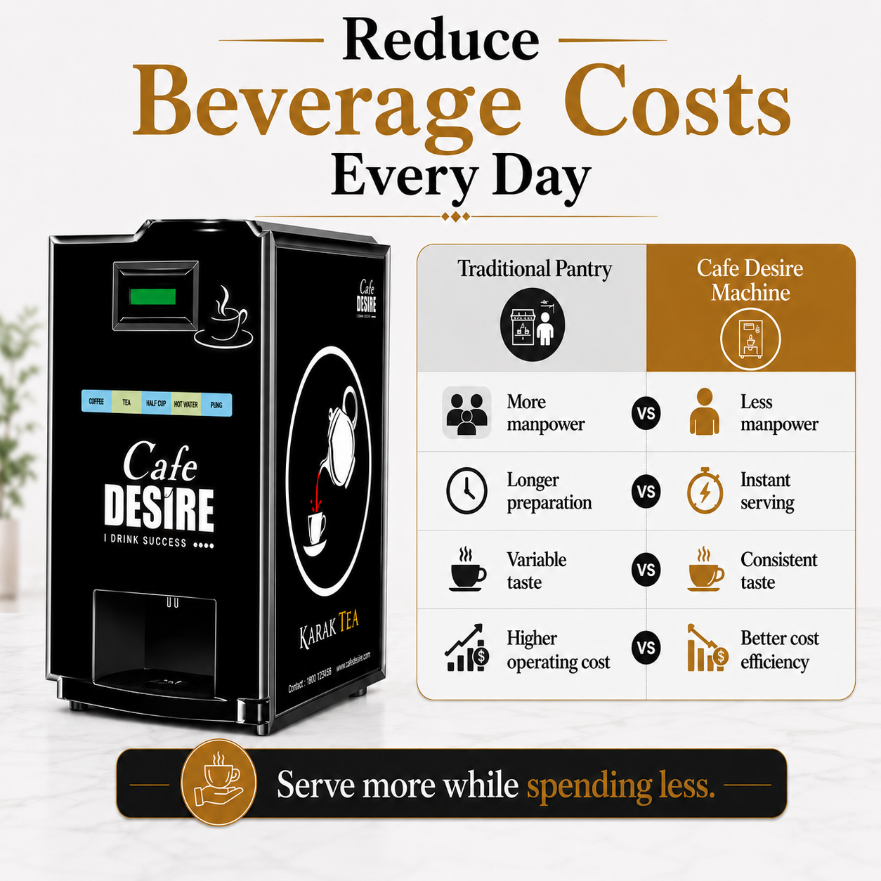 Double Option LED QR Tea & Coffee Vending Machine