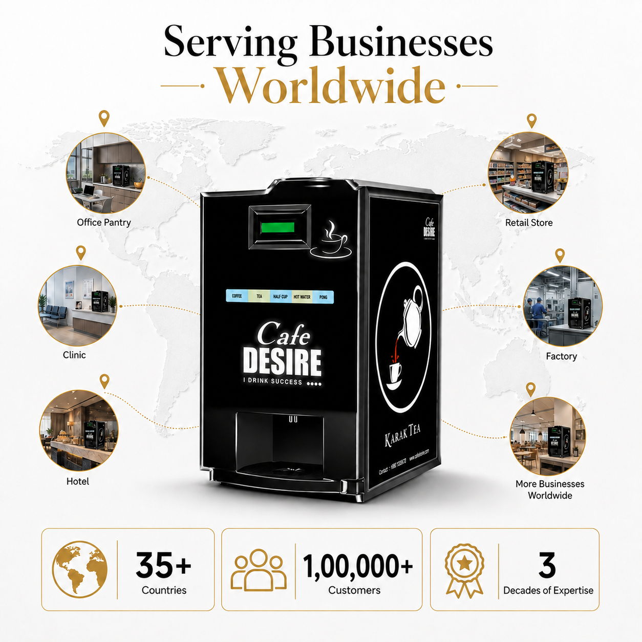 Double Option LED QR Tea & Coffee Vending Machine
