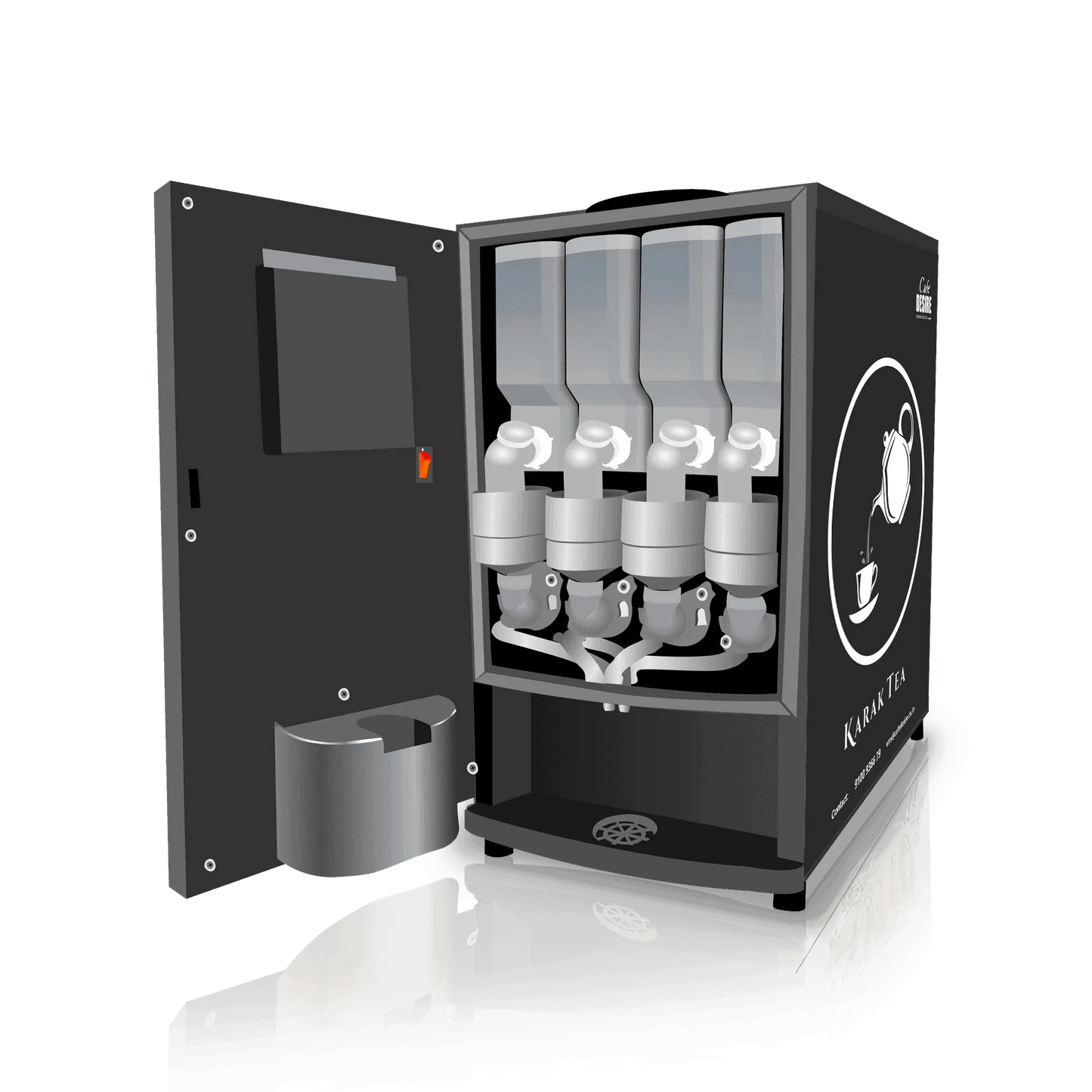 LED - Coffee Machine 4 Lane Multi Water Inlet Coffee and Tea Vending Machine 