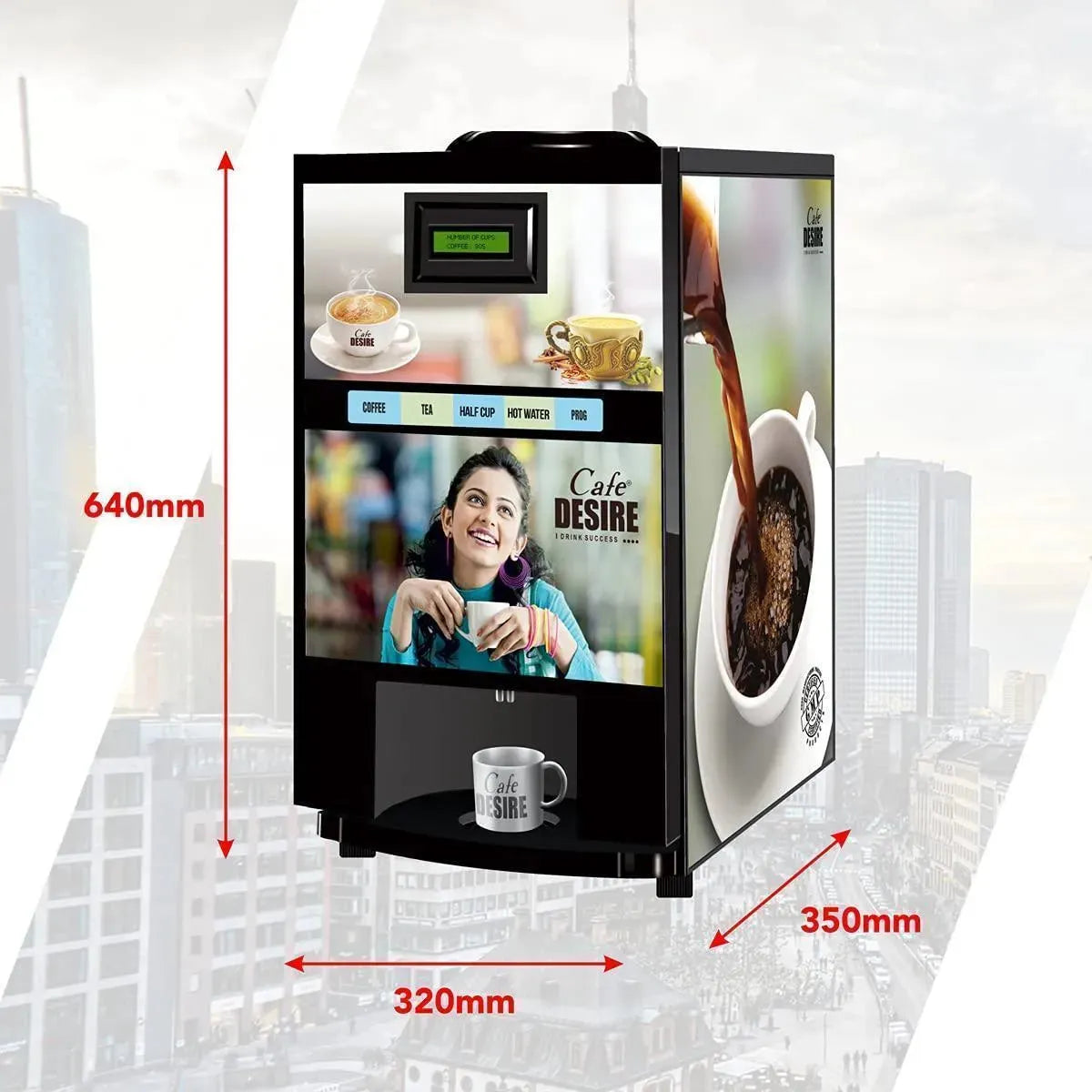 QR Code UPI Payment Enabled Coffee Machine 2 Lane | Two Beverage Options | Fully Automatic Tea & Coffee Vending Machine 